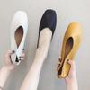 Autumn New Flats Loafers Square Toe Shallow Mouth Boat Shoes Daily Flat Leather Shoes Women Work Shoes Women Slip-on Peas Shoes