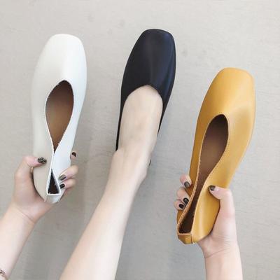 Осенние новые туфли на плоской подошве с квадратным носком и неглубоким носком. Туфли-лодочки. Повседневные туфли на плоской подошве из кожи. Женская рабочая обувь. Женские туфли без застежек в горошек.