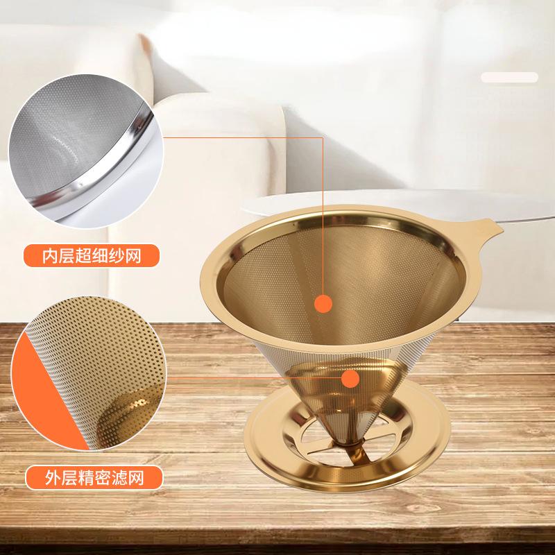 Reusable Coffee Filter Holder Versatile Double Layer Stainless Steel Coffee Tea Strainer Coffee Accessories Coffee Making Tool