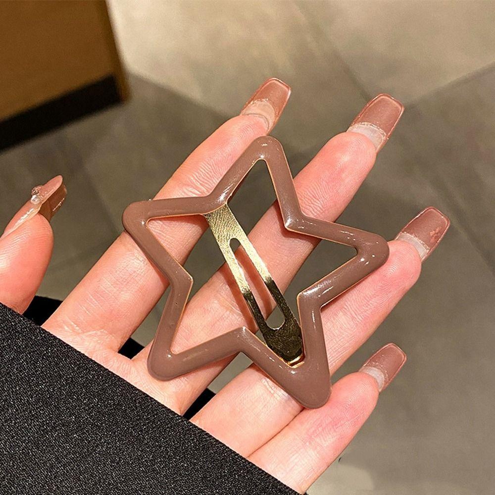 Creative Pentagonal Star Star BB Hair Clip Alloy Metal Side Barrettes Colorful Hollow Y2k Hairpin Girls