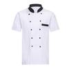 Stand Collar Short Sleeve Double Breasted Patch Pocket Splicing Color Chef Uniform Women Men Service Bakery Breathable Chef Shirt Work Clothing