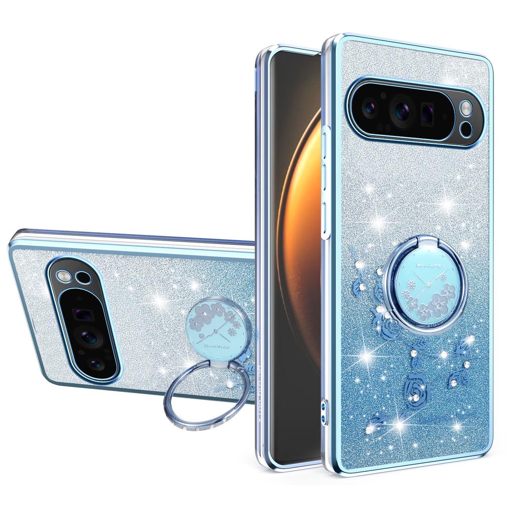 KADEM Чехол для Google Pixel 10/10 Pro с кольцом-подставкой, ТПУ, с цветами, чехол для телефона с градиентным блеском