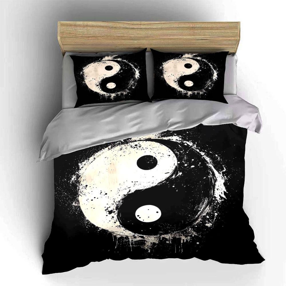Abstract Yin Yang Art Decor Bedding Set with 1 Duvet Cover 2 Pillowcases Single Double King Queen, Gift