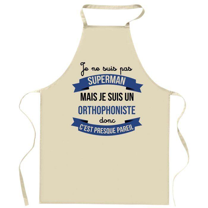 Tablier de cuisine Planetee - Orthophoniste Superhéros - Coton épais - Impression France - Liens ajustables