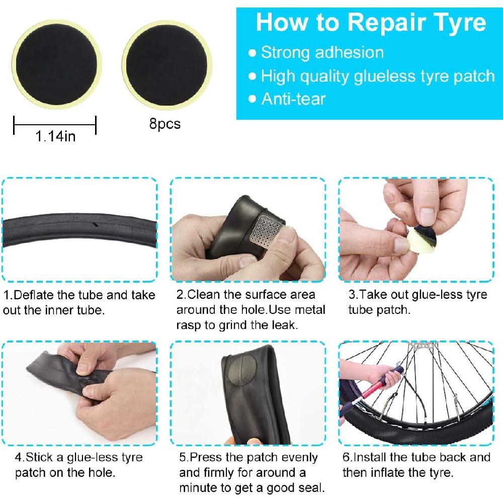 Комплект для ремонта велосипеда, набор инструментов для ремонта велосипедных шин содержит инструмент 16-в-1, мини-велосипедный насос 120 фунтов на квадратный дюйм, используемый для горных и шоссейных велосипедов
