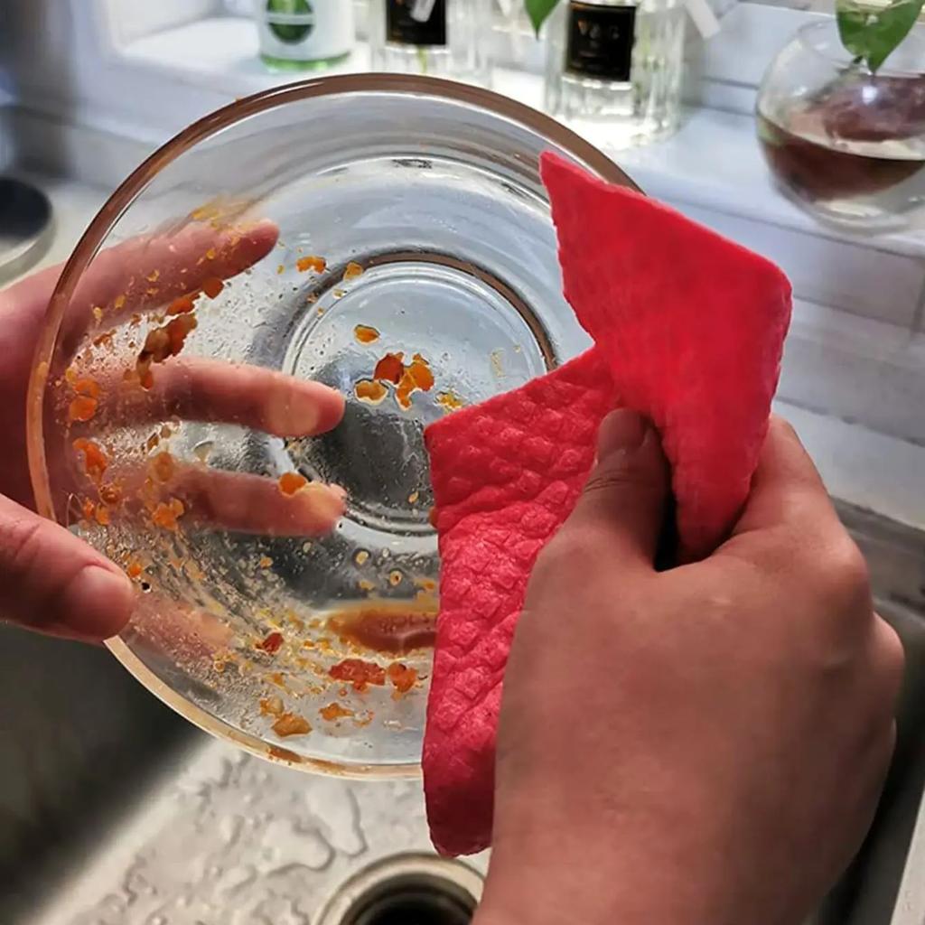 3 шт. Салфетка для мытья посуды Хлопковая губка из древесной целлюлозы Чистящая салфетка Влажная Сухая Многоразовая Впитывающая Кухонная тряпка Губка для мытья