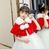 Детское свадебное вечернее платье с запахом из искусственного меха, болеро, накидка, свадебная шаль