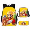 Mario Cartoon Backpack Set 3-in-1 Student Laptop Backpack Shoulder Bag Pencil Case Kids School Bag
