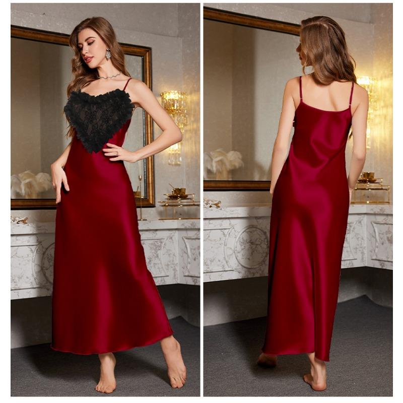 Женская новая роскошная коллекция Midnight Lace Love Heart Halter Long Night Gown Sexy Wind Sleepwear