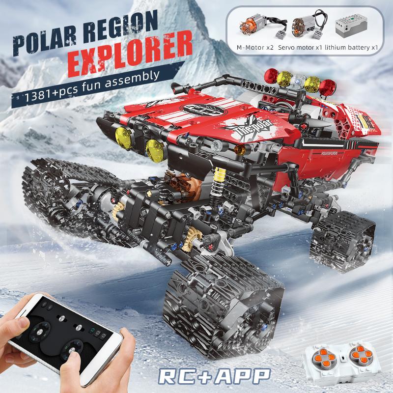 MOLD KING Технический внедорожник, электромобиль Polar Exploer, модель автомобиля, гусеничный грузовик MOC, кирпичи, игрушки для детей, рождественские подарки