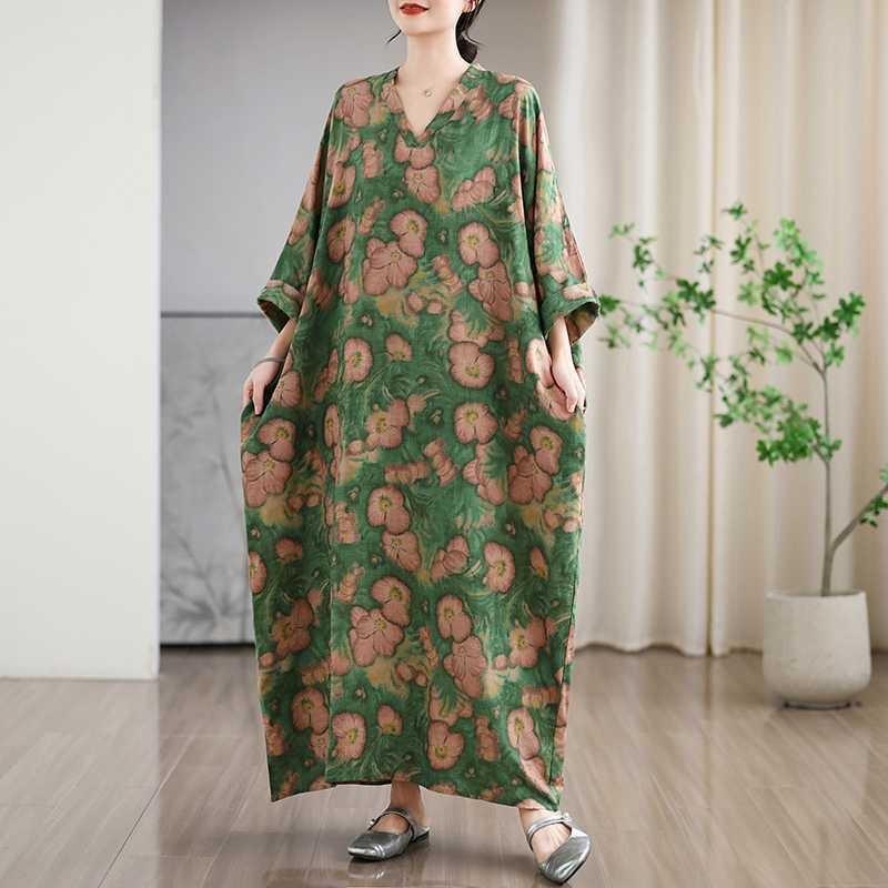 Новые винтажные платья с цветочным принтом в стиле «отпуск» и V-образным вырезом