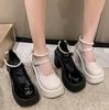 Fashion Fashion Chunky Platform High Heels Women's Shoes Loafers 2024Autumn Height Increasing Mary Jane Shoes Lolita Uniform Leather Sho