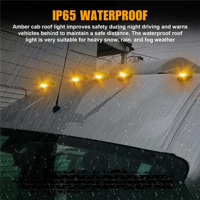 5Pcs For For Ford F-150 F-250 F-350 1999-2016 Car Light Cab Roof Spotlight Top Marker Running Car LED Amber Signal Light 12V