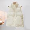 Пуховой жилет для женщин со стойкой воротником, без рукавов, пуховик, повседневный, на молнии
