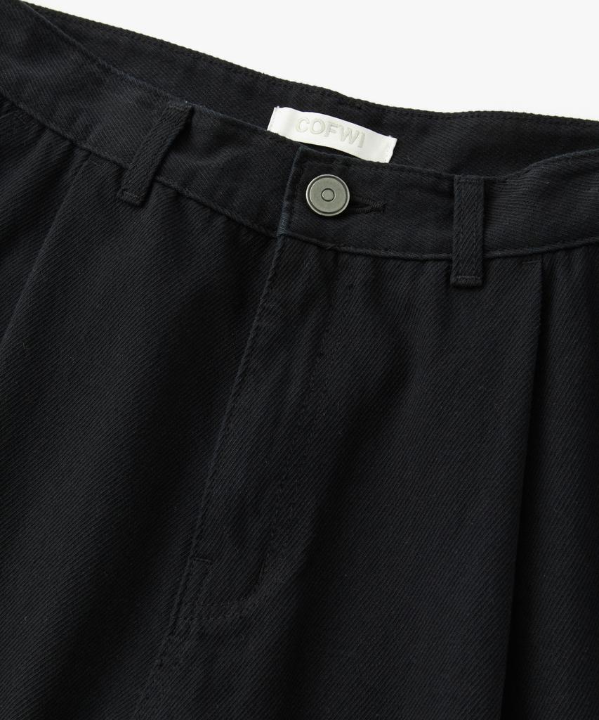 COFWI Wide One-Pleat Cotton Pocket Pants Black