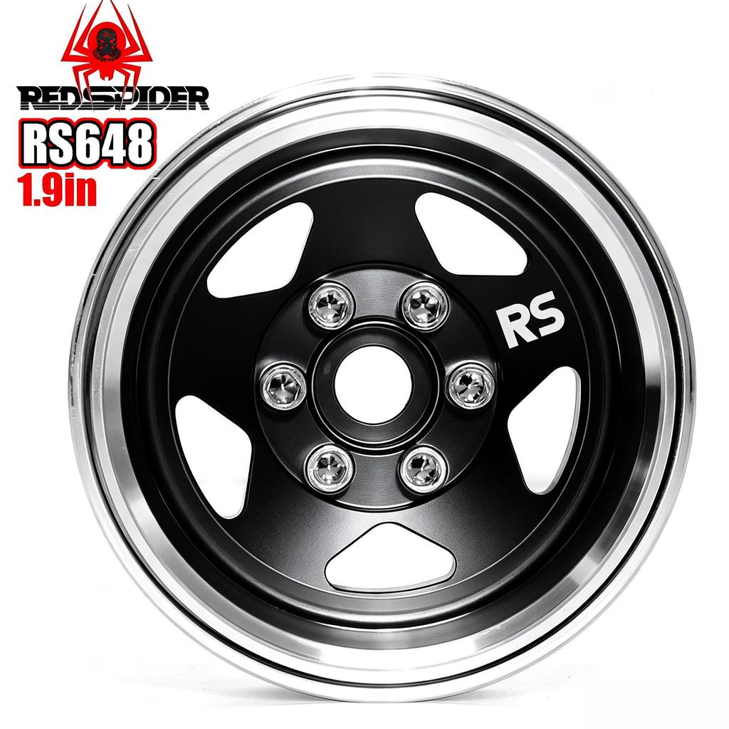 RS Red Spider 1/10 Crawler Car with 1.9-Inch Metal Five-Spoke Wheel Hubs in Black, Silver, and Antique Bronze
