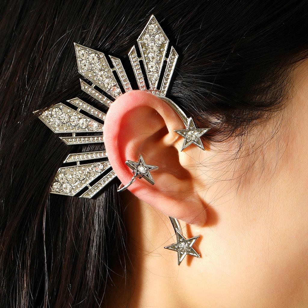 Модные персонализированные геометрические вспышки бриллиантовая пятиконечная звезда одиночные без проколотых сережек большие серьги с аксессуарами