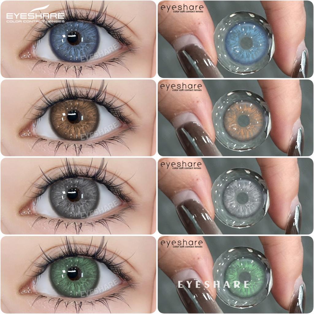 Eyeshare Цветные контактные линзы, контактные линзы Diamond Blue, ярко-коричневые контактные линзы, контактные линзы для глаз, цветные контактные линзы, 2 шт./пара в год