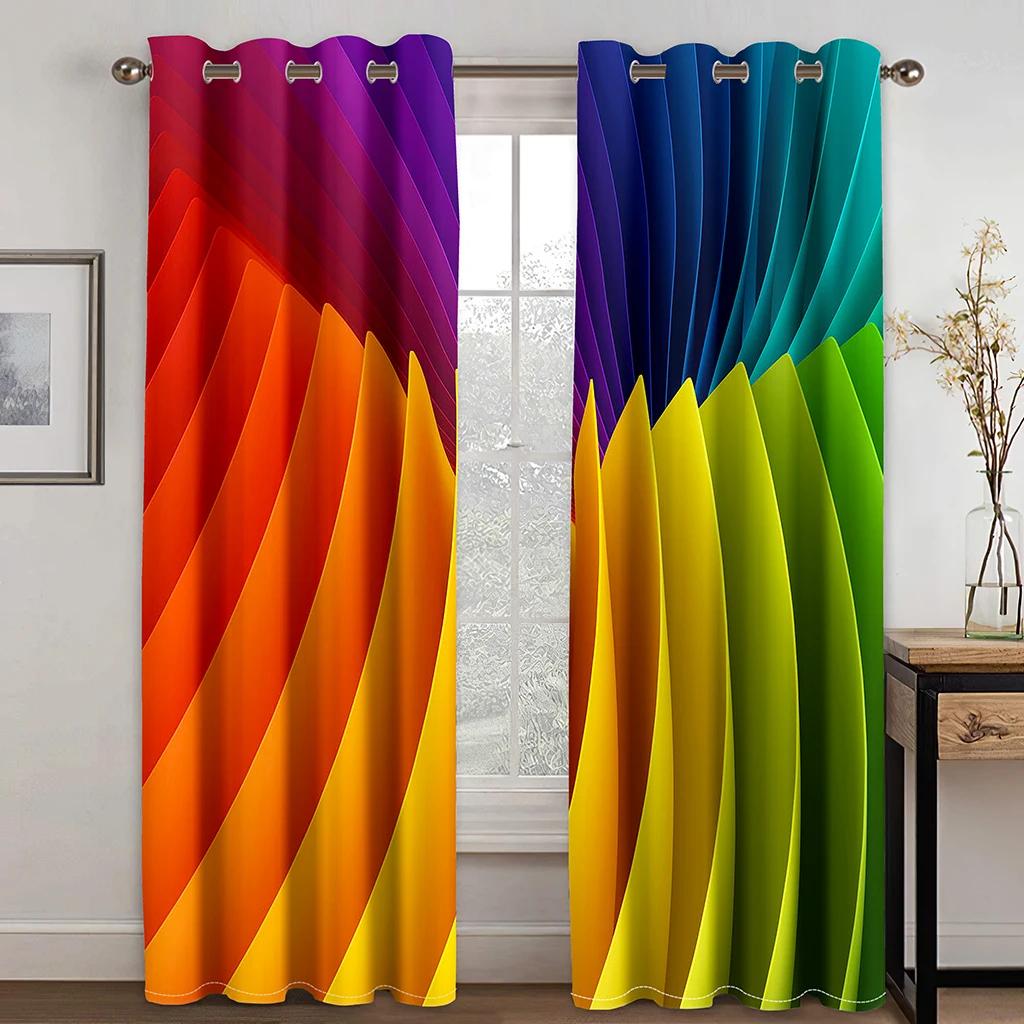 Дешевые ослепительные радужные красочные современные высокие затемняющие оконные шторы для гостиной спальни декор затемняющий материал драпировка новый
