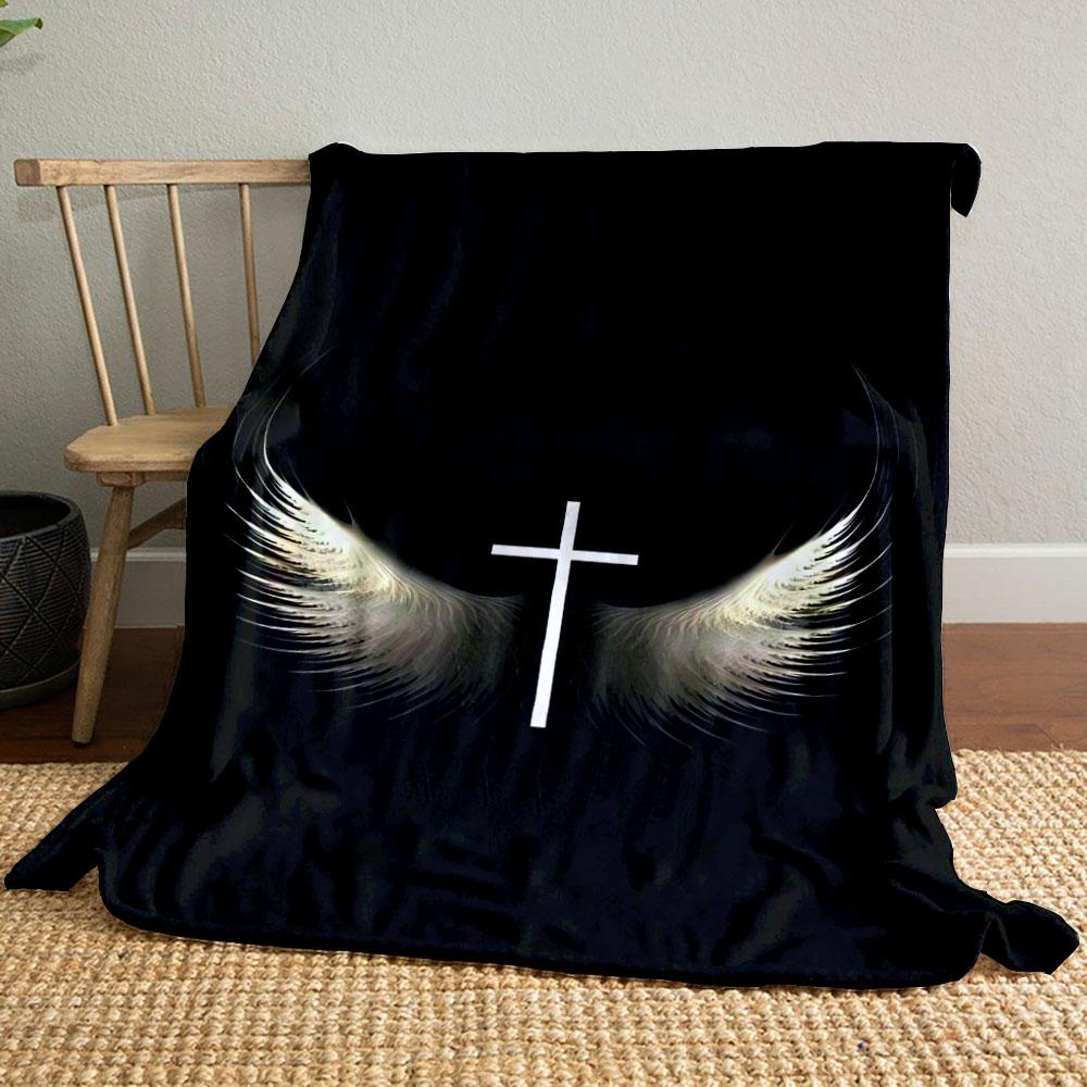 Cross Wings Blanket Printed Blanket for Living Room Bed Couch lunch break Soft Cozy Blanket for Friend's festival Gift