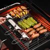 Long Stainless Steel Skewers 3-Prong BBQ Set Grill with Push Slider Family Bar Dishwasher Safe Three-Prong Kabob Sticks for Meat Veggies Shrimp