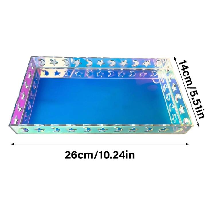 Acrylic Rectangle Decorative Tray Jewelry Perfume Makeup Storage Organizer Rainbow Color Serving Tray Bathroom Accessory