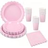 Birthday Party Tableware Set Pink Purple Disposable Paper Plates Napkins Cups Party Decor Wedding Baby Shower Party Supplies