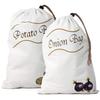 Potato Onion Storage Bag Keep Fresh Vegetable Fruit Organizer Drawstring Canvas Bags Reusable Sacks Holds Keeper Large Capacity