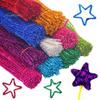 100Pcs Glitter Chenille Stems Flexible Bendable Plush Tinsel Stems Kids Educational DIY Craft Supplies Toys Crafting