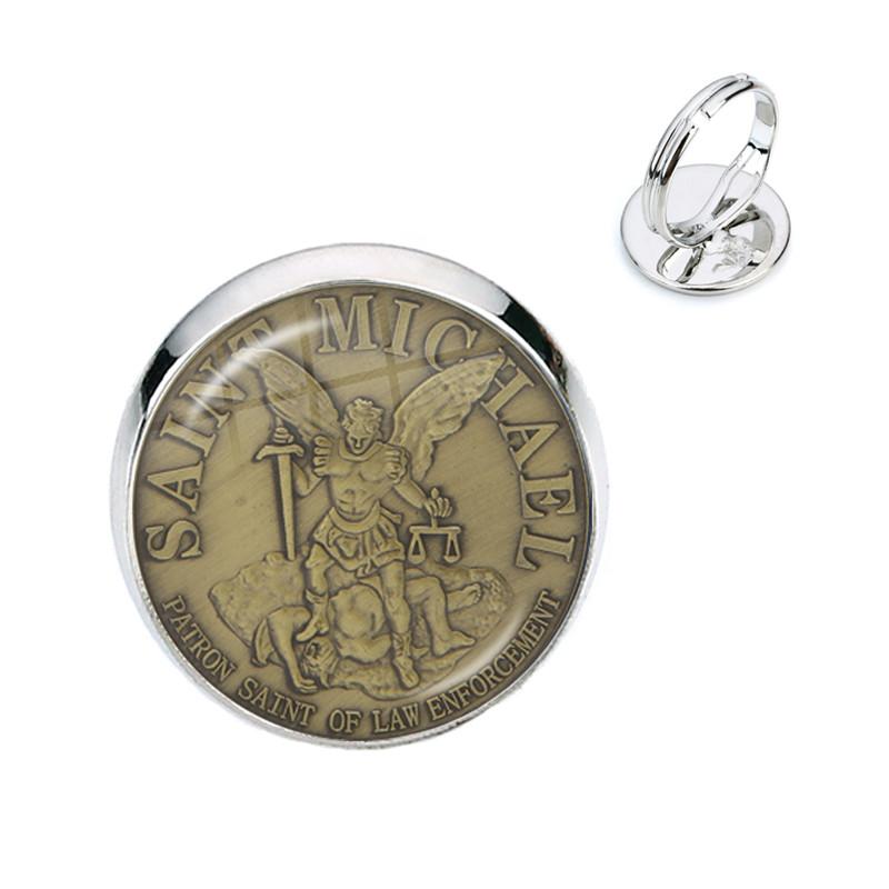St.Michael Rings Fashion Protect Me Saint Shield Protection Justice Adjustable Rings Talisman Christian Holy Gifts For Friends