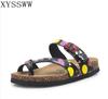 Fashion New Color Summer Beach Cork Slipper Flip Flops Shoes Women Mixed Color Casual Slides Shoes Flat with Plus Size