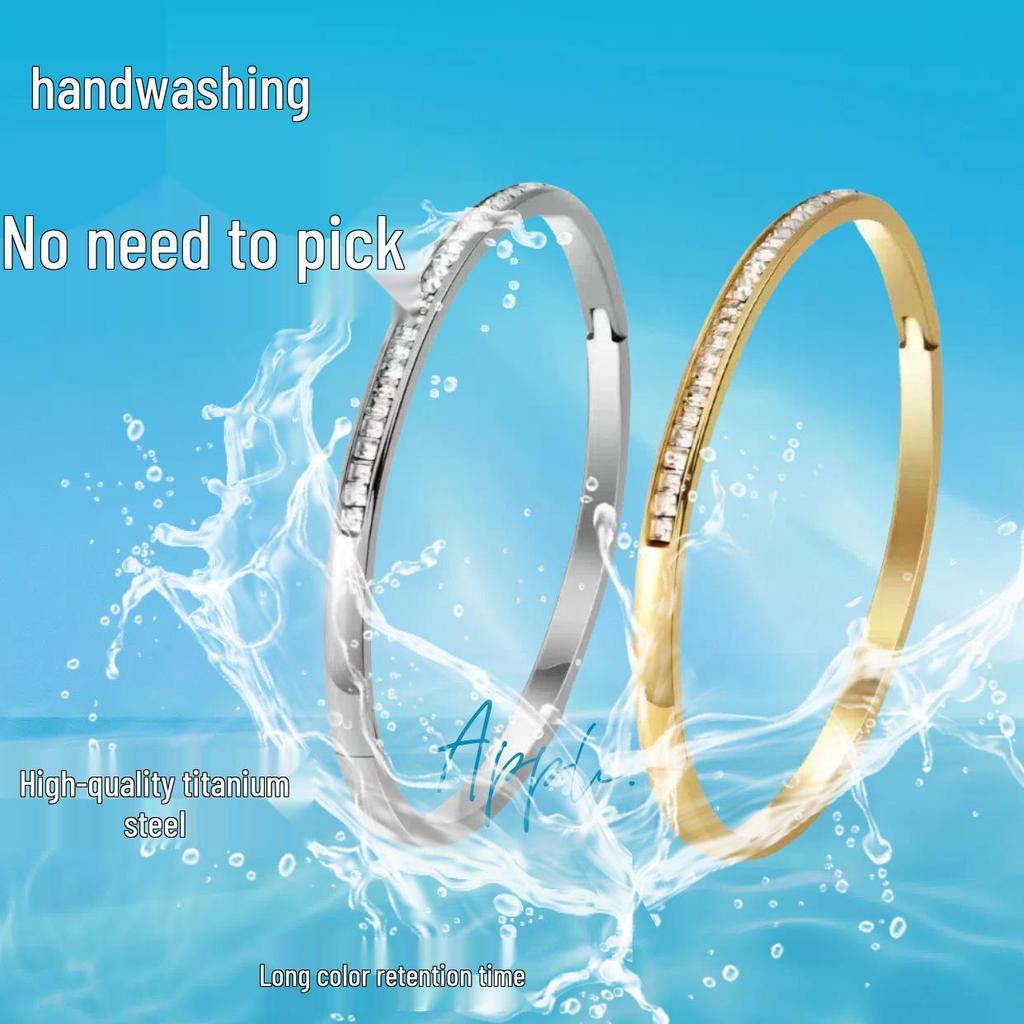 Женский браслет из титановой стали, инкрустированный бриллиантами: Универсальное, Стойкое к выцветанию, Ощущение высокого качества, Премиальные нишевые украшения.