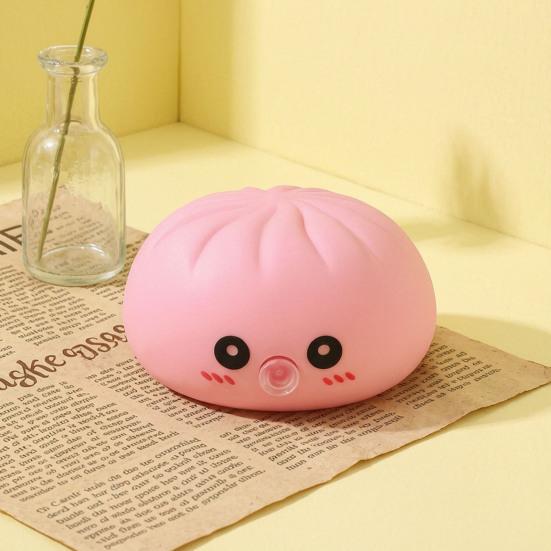 12Pcs Bubble Blowing Steamed Bun Cartoon Dumpling Sensory Toy with Steamer Pinch Fidget Toy Stress Relief