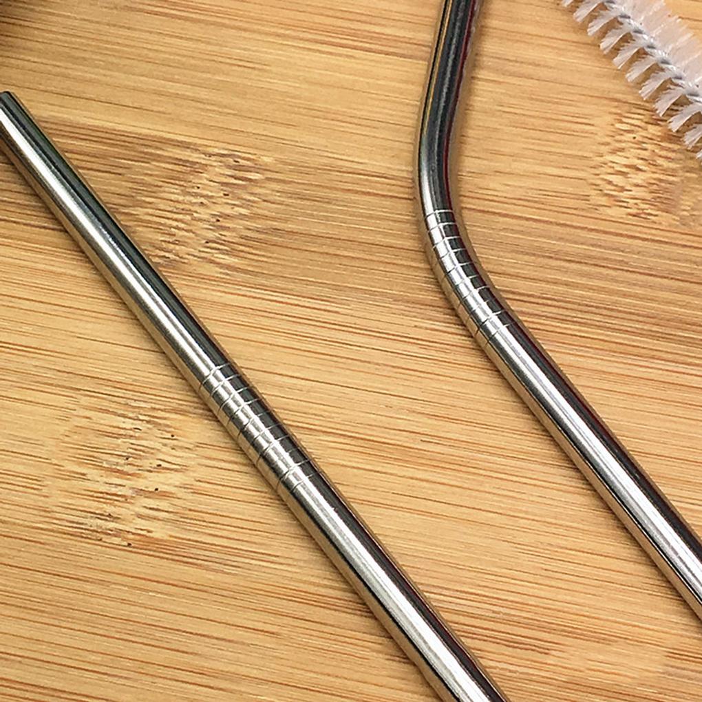 Stainless Steel Reusable Straws Drinking Bottle Cups Straight Straw Soft Brush Kit Washable Tools Household Supplies