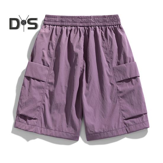 Мужские шорты, регулируемые, с эластичной резинкой на талии, спортивные шорты с несколькими карманами, однотонные, свободного кроя, повседневные шорты