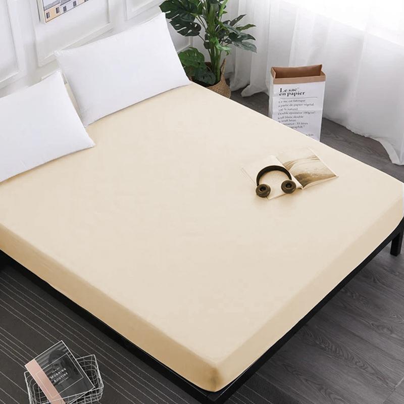 Solid Color Fitted Sheet Breathable Bedsheet Mattress Protective Cover Soft Bedding Non-slip Bed Cover Suitable for Home Master Bedroom Guest Bedroom