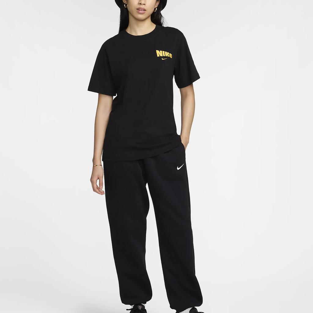 Nike Спортивная одежда с принтом в виде мультяшных букв, свободная футболка с коротким рукавом, женские топы, черный цвет HM5024-010