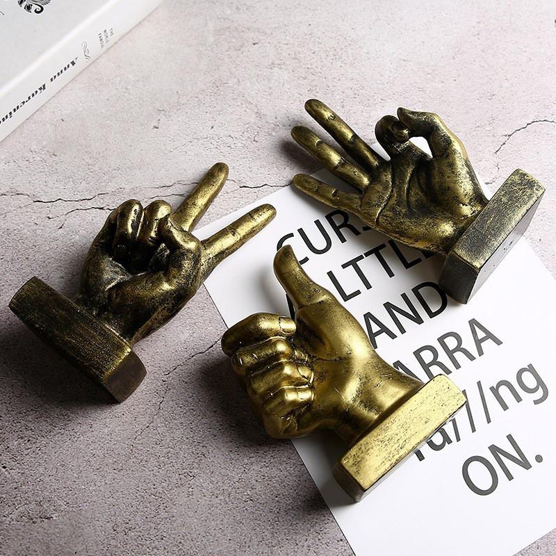 Modern Resin Hand Gesture Sculpture Ornament Figurine Statue Finger Arrangement Home Coffee Shop Decor Adornment Accessories
