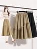 Элегантная пышная юбка А-силуэта большого размера - Весна/Лето, Корейский стиль, Повседневная, С высокой талией, Универсальная юбка средней длины