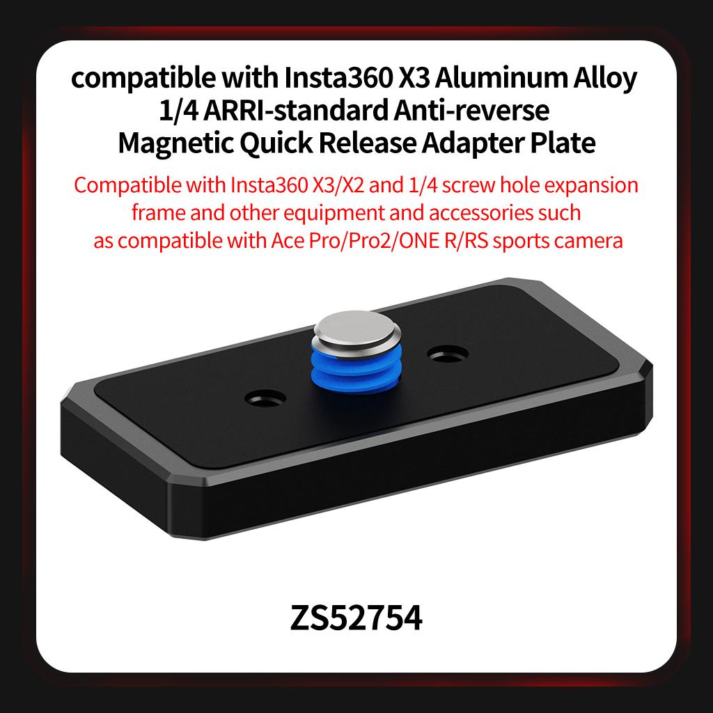 Magnetic Quick Release Adapter Tripod Adapter for Insta360 X4 X6 1/4 Anti-Reverse for GoPro Insta 360 Ace Pro2 Action Camera