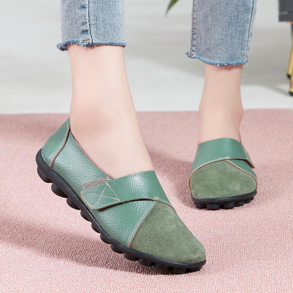 Осенне-зимняя новая женская обувь из коровьей кожи, обувь для мам, женская одиночная обувь, туфли на липучках