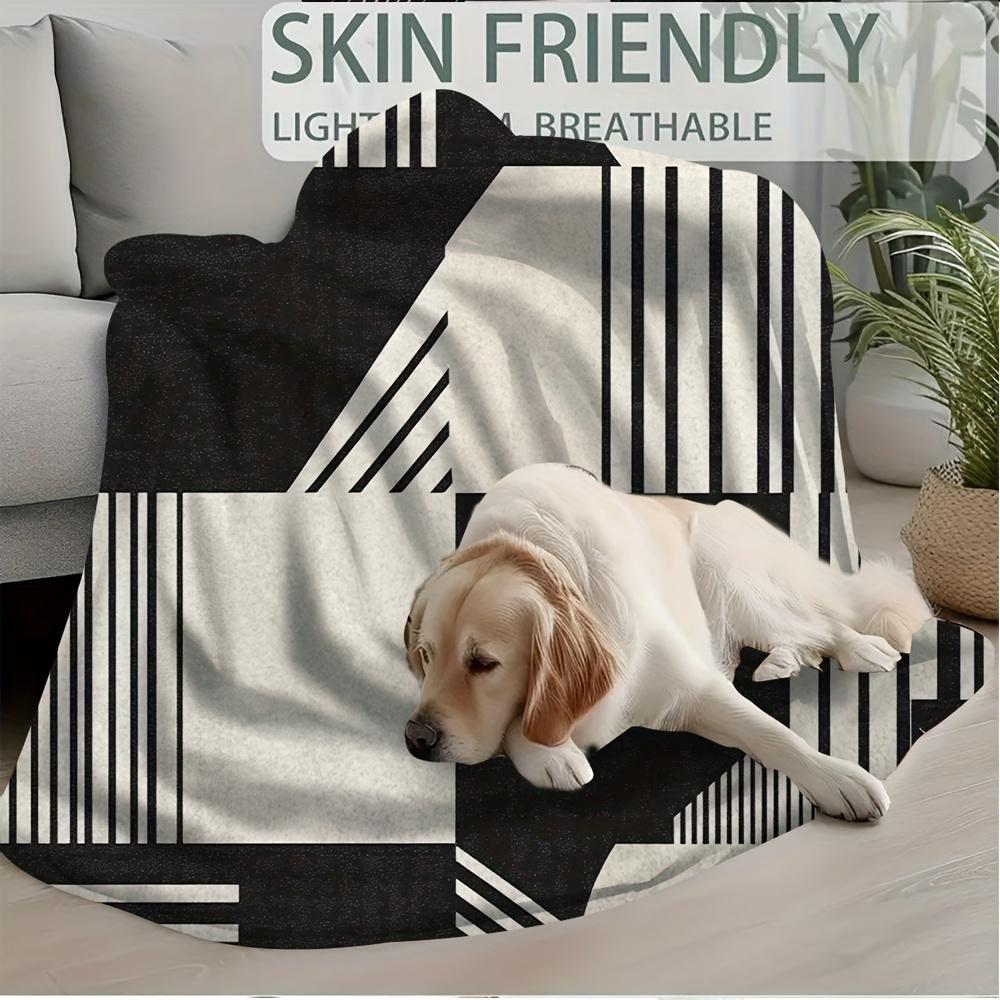 60x80 Inch Extra Large Blanket - Super Soft Cozy Retro Geometric Pattern Throw, Black & White Monochrome Design