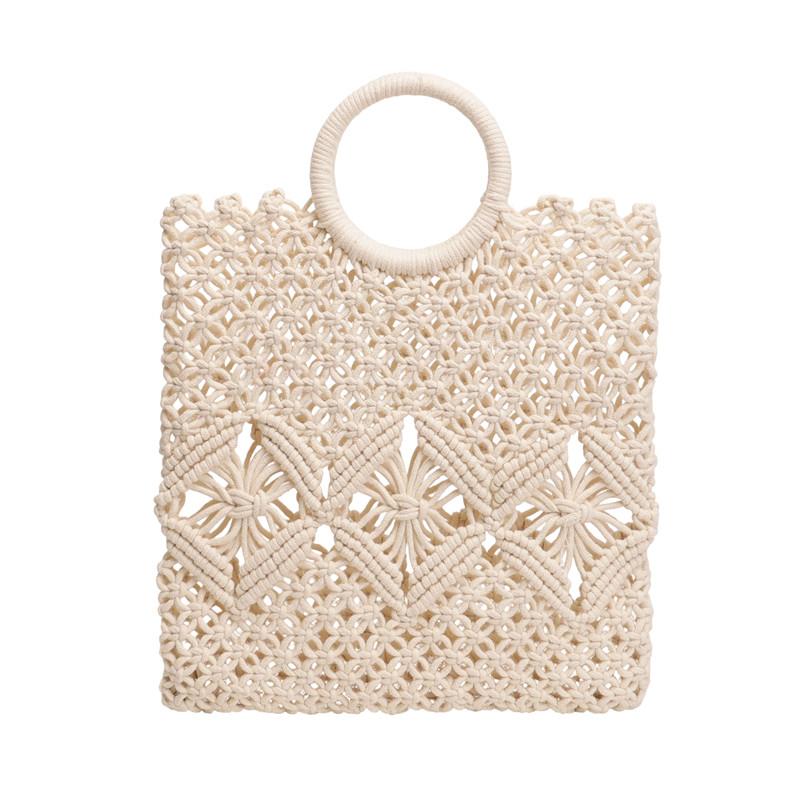 New Braid Solid Color Hollow Out Large Capacity Knit Top-Handle Bags Hot Sale Fashion Versatile Handbag for Beach & Daily Use