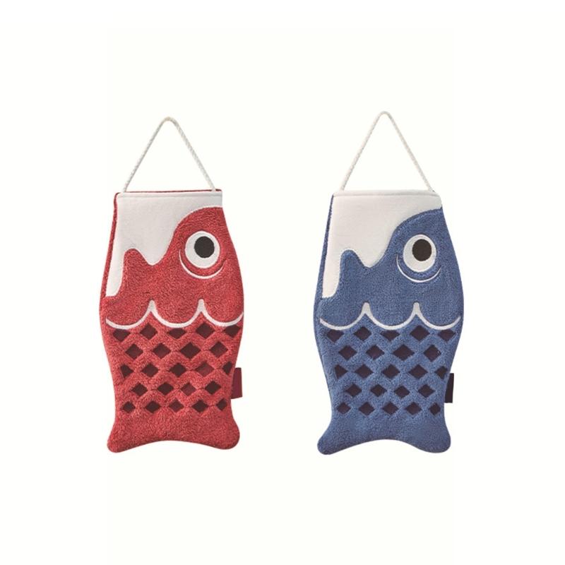 Red Microfiber Kitchen Towel with Hanging Designs Easy Access Hand Towel Convenient Hand Drying and Organization