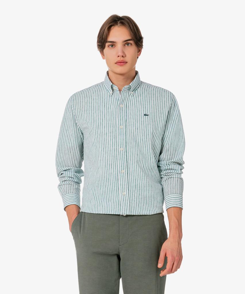 LACOSTE Men'S Linen Blend Striped Shirt Ch838E-56G 132