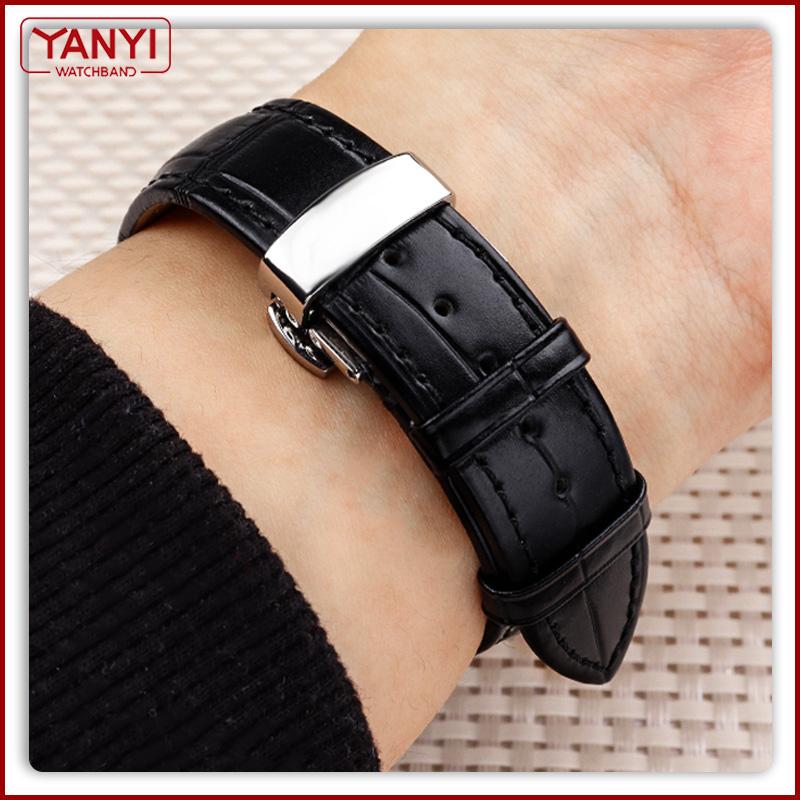 Браслет из натуральной кожи 16 мм, 18 мм, 20 мм, 22 мм, ремешок для часов ro-lex tissot, бамбуковый синий зеленый ремешок для наручных часов