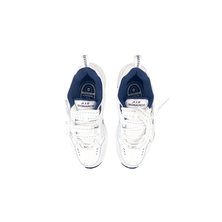 Nike Air Monarch 4 Синтетическая кожа, Кожа Нескользящая Низкие Кроссовки на массивной подошве Унисекс Белый Синий 415445-102(Команда47-М4)