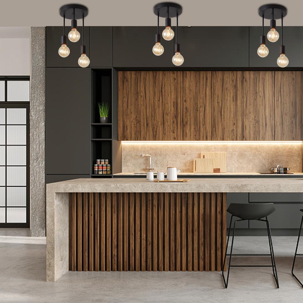 Tomshine A C 110-120V Retro 3 Heads Chandelier Hanging Pendant Lamp E26 Base Socket Holder for