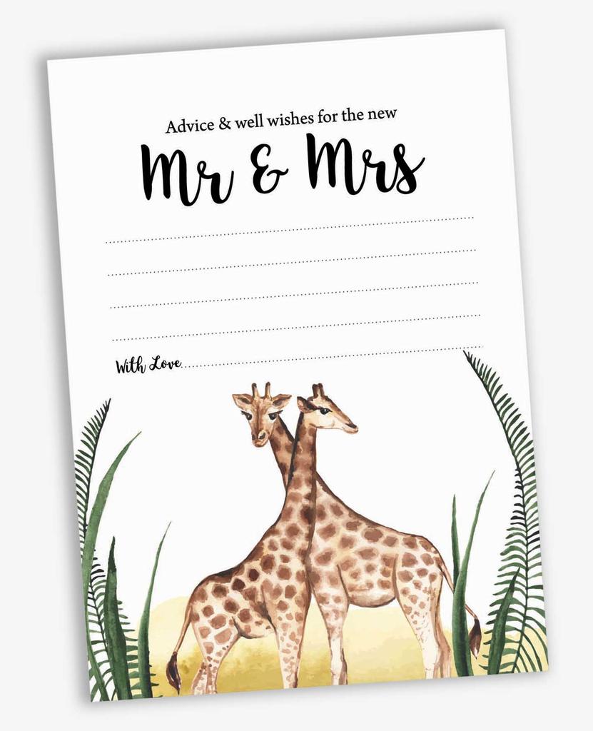 Inkdotpot Советы и пожелания для мистера и миссис, карточки с советами по организации свадьбы в стиле сафари, альтернативная гостевая книга, упаковка из 50 штук, 5X7 дюймов