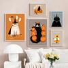 Funny Halloween Black Cat Autumn Wall Art Canvas Painting Nordic Posters And Prints Pumpkin Wall Pictures for Kids Room Decor
